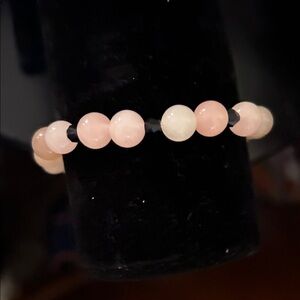 Sunstone with black accents Beaded Bracelet